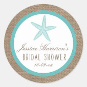 Türkisblaue Starfish Beach Brautparty Stickers (Vorderseite)