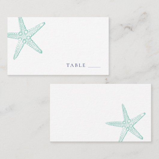 Türkisblaue Starfish Flat Platzkarte (Vorne/Hinten)