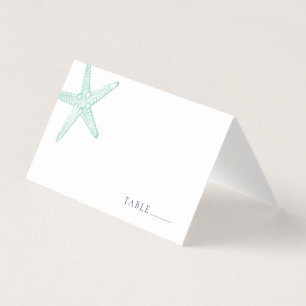Türkisblaue Starfish-Platzkarte Visitenkarten
