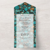 Türkisblaue Steine All In One Einladung (Innen Boden)