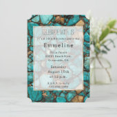 Türkisblaue Steine Einladung (Stehend Vorderseite)