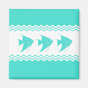 Türkisblaue Streifen Angelfish Muster Magnet