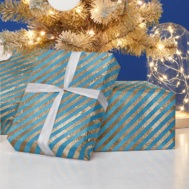 Türkisblaue Streifen Geschenkpapier