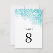 Türkisblaue Tischnummer-Karten Einladung (Rückseite)