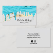 Türkisblaue Tropfen Schönheitssalon Visitenkarte (Vorne/Hinten)