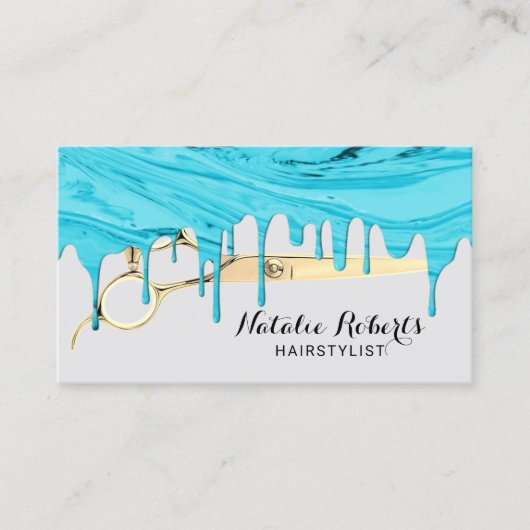 Türkisblaue Tropfen Schönheitssalon Visitenkarte (Vorderseite)