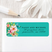 Türkisblaue tropische botanische Rücksendeadresse (Insitu)