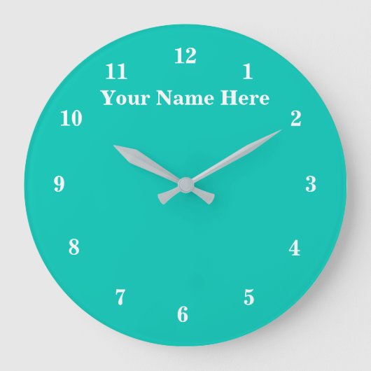 Türkisblaue Uhr mit benutzerdefiniertem Text und F (Vorderseite)