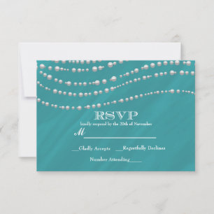 Türkisblaue und Perlen Elegante RSVP-Karte RSVP Karte