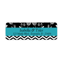 Türkisblaue und schwarze Rücksendeadresse