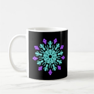 Türkisblaue und violette Neonblume Kaffeetasse