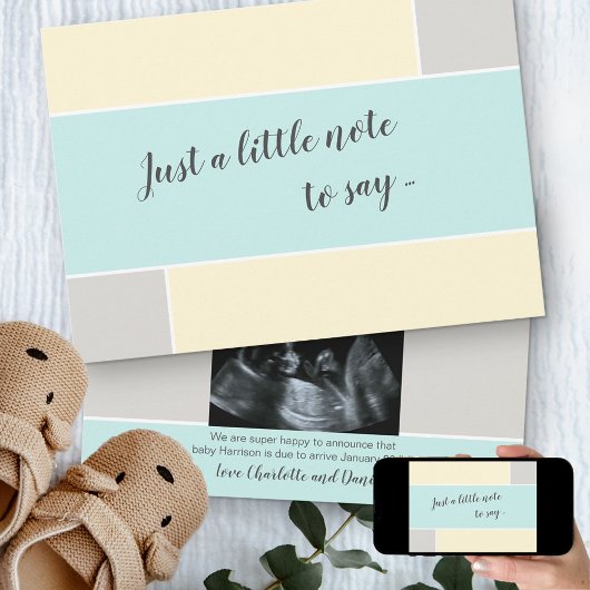 Türkisblaue Vanilla Custom Sonogram Foto Schwanger Ankündigung