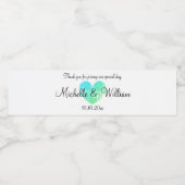 Türkisblaue Vintage Hochzeit Wasserflaschenetikett (Einzelnes Label)