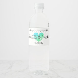 Türkisblaue Vintage Hochzeit Wasserflaschenetikett