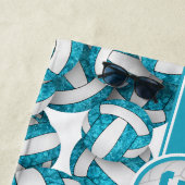 Türkisblaue Volleyballs Muster Strandtuch (Beispiel)