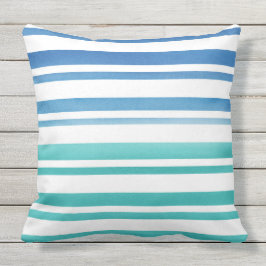 Türkisblaue Wasserfarben Streifen Kissen