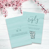 Türkisblaue Wasserfarbenhochzeit RSVP Begleitkarte