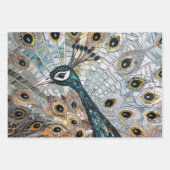 Türkisblaue weiße Pfauen Geschenkpapier Set (Vorderseite 2)