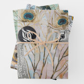 Türkisblaue weiße Pfauen Geschenkpapier Set (Beispiel)