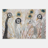 Türkisblaue weiße Pfauen Geschenkpapier Set (Vorderseite)