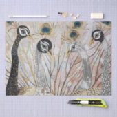 Türkisblaue weiße Pfauen Seidenpapier (Handwerk)