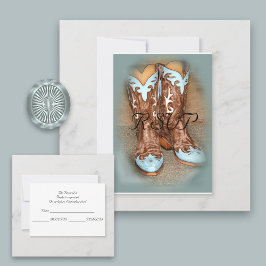 Türkisblaue Western Boots Wedding RSVP
