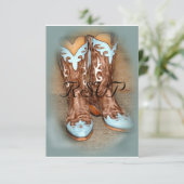 Türkisblaue Western Boots Wedding RSVP Karte (Stehend Vorderseite)