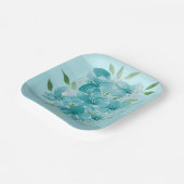 Türkisblaue Wildblumen Wasserfarbe Pappteller (Gewinkelt)