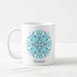 Türkisblaue Winterschneeflocke Blume Name Kaffeetasse