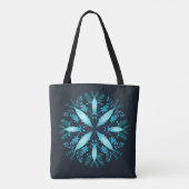 Türkisblaue Winterschneeflocke Blume Tasche (Rückseite)