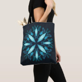 Türkisblaue Winterschneeflocke Blume Tasche (Von Nahem)