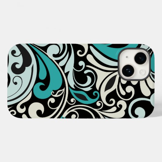 Türkisblaue Wirbel iPhone 14 Fall Case-Mate iPhone Hülle (Rückseite (Horizontal))