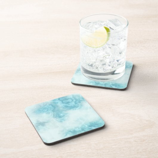 Türkisblauer Marmor Kunststoff mit Kork Getränkeuntersetzer (Rechte Seite)
