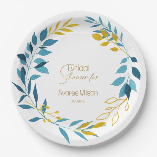 Türkisblauer und goldener Teller (Vorderseite)