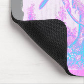 Türkisblauer Vogel, blassrosa, lila, schwarz Mousepad (Ecke)