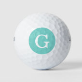 Türkisblaues Aqua-Anfangsmonogramm Golfball (Vorderseite)