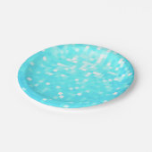 Türkisblaues Aqua Pixel Papier Teller (Schrägansicht)