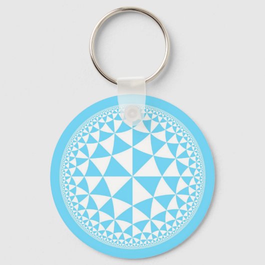 Türkisblaues Aqua & weißes Dreieck mit Mandala Schlüsselanhänger (Vorderseite)