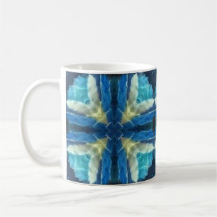 Türkisblaues Aquamarine, gelb, geometrisch Kaffeetasse
