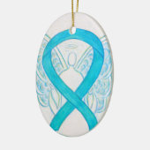 Türkisblaues Bewusstsein Ribbon Engel Ornament (Links)