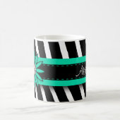Türkisblaues Blumenmuster und Zebra-Muster Kaffeetasse (Mittel)