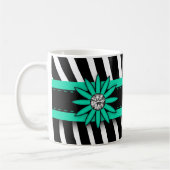 Türkisblaues Blumenmuster und Zebra-Muster Kaffeetasse (Links)