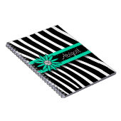 Türkisblaues Blumenmuster und Zebra-Muster Notizblock (Rechte Seite)