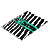 Türkisblaues Blumenmuster und Zebra-Muster Notizblock (Linke Seite)