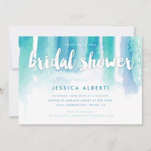 Türkisblaues Brautparty Einladung (Vorderseite)