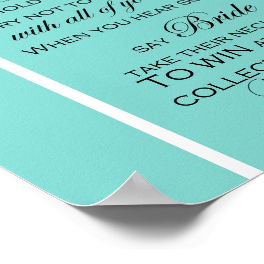 Türkisblaues Brautparty Spieleunterricht Aqua Poster (Ecke)