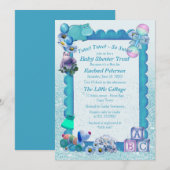 Türkisblaues Foto - Einladung (Vorne/Hinten)