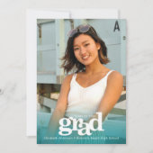 Türkisblaues Foto fett modernes Party Einladung (Vorderseite)