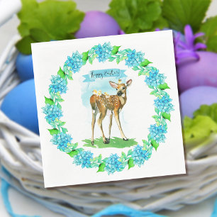 Türkisblaues glückliches Osterfarbengehirsch Serviette