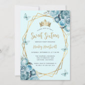 Türkisblaues goldenes geometrisches Blumensüß 16 Einladung (Vorderseite)